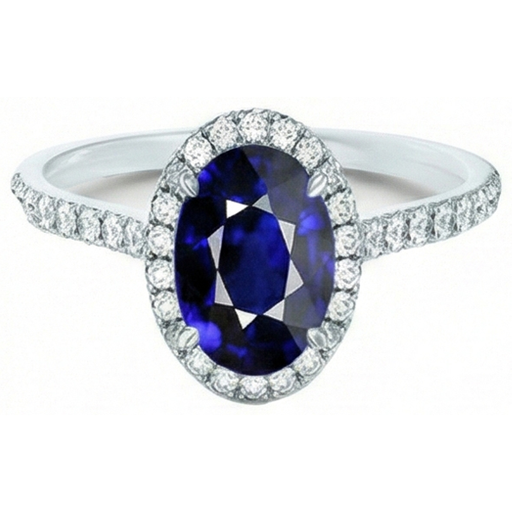 natural round sapphire 7.50ct ring front view