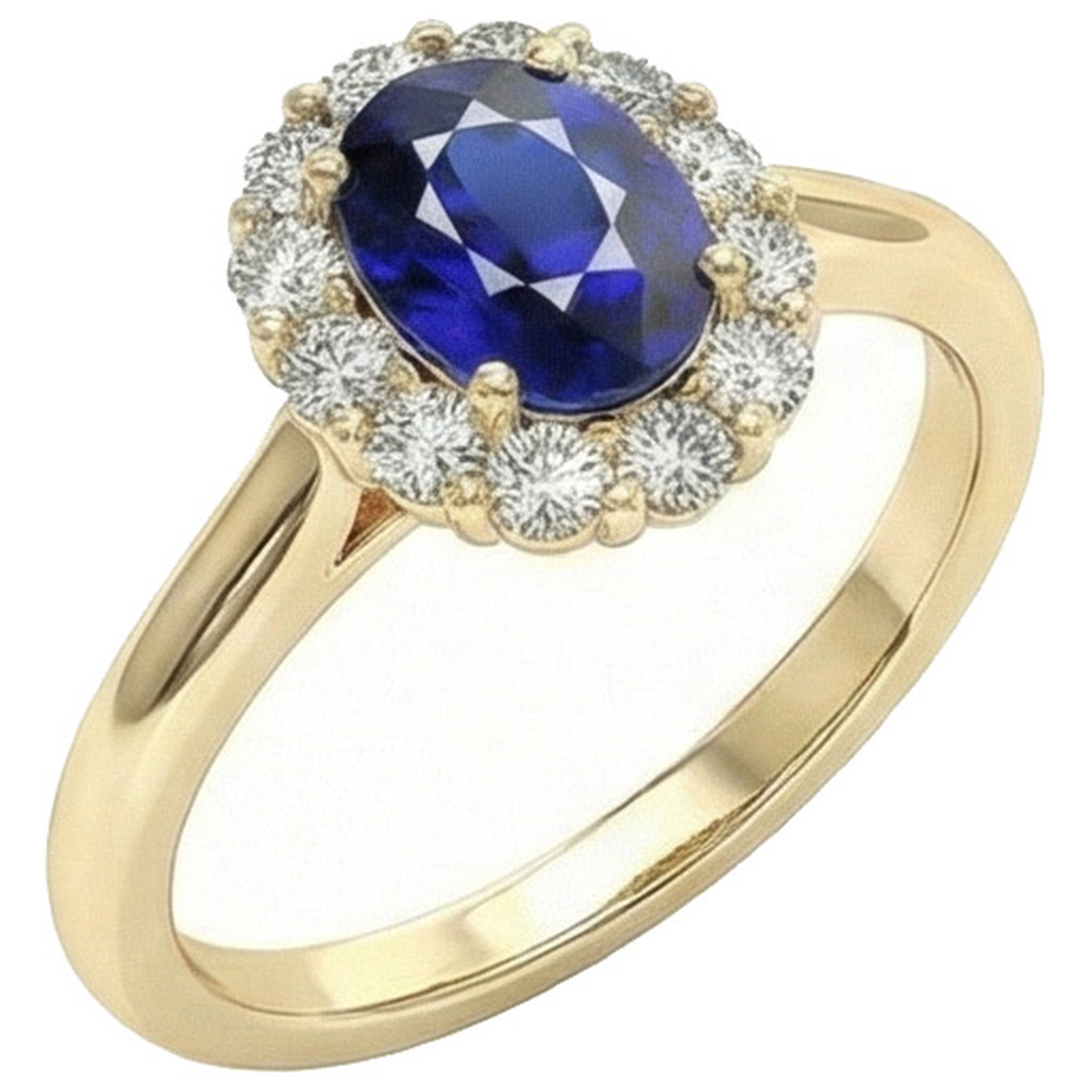 natural round sapphire 5.25ct ring front view