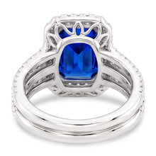 Halo Natural Earth Mined Diamond Sapphire Engagement Wedding Ring Set With Jacket 5 Carats