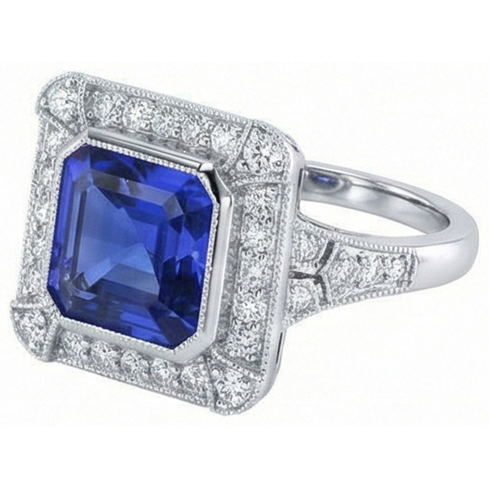 natural round sapphire 4ct watch close up detail