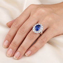 Halo Natural Earth Mined Diamond Wedding Ring Oval Ceylon Sapphire Bezel Set 4.50 Carats