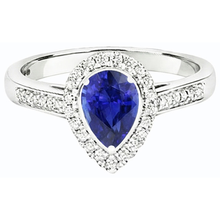 Halo Natural Earth Mined Diamond Wedding Ring Pear Cut Ceylon Sapphire Center 3.50 Carats