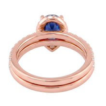 Halo Natural Earth Mined Diamond Wedding Ring Set Blue Sapphire & Diamonds 4.50 Carats