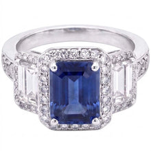Halo Natural Earth Mined Diamonds Engagement Ring With Sapphire