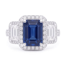 Halo Natural Earth Mined Diamonds Engagement Ring With Sapphire