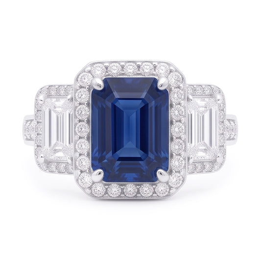 Halo Natural Earth Mined Diamonds Engagement Ring With Sapphire