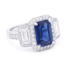 Halo Natural Earth Mined Diamonds Engagement Ring With Sapphire
