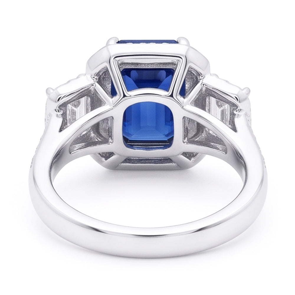 Halo Natural Earth Mined Diamonds Engagement Ring With Sapphire