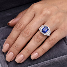 Halo Natural Earth Mined Diamonds Engagement Ring With Sapphire
