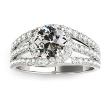 Halo Old Cut Natural Diamond Ring Pave Double Split Shank 5.50 Carats