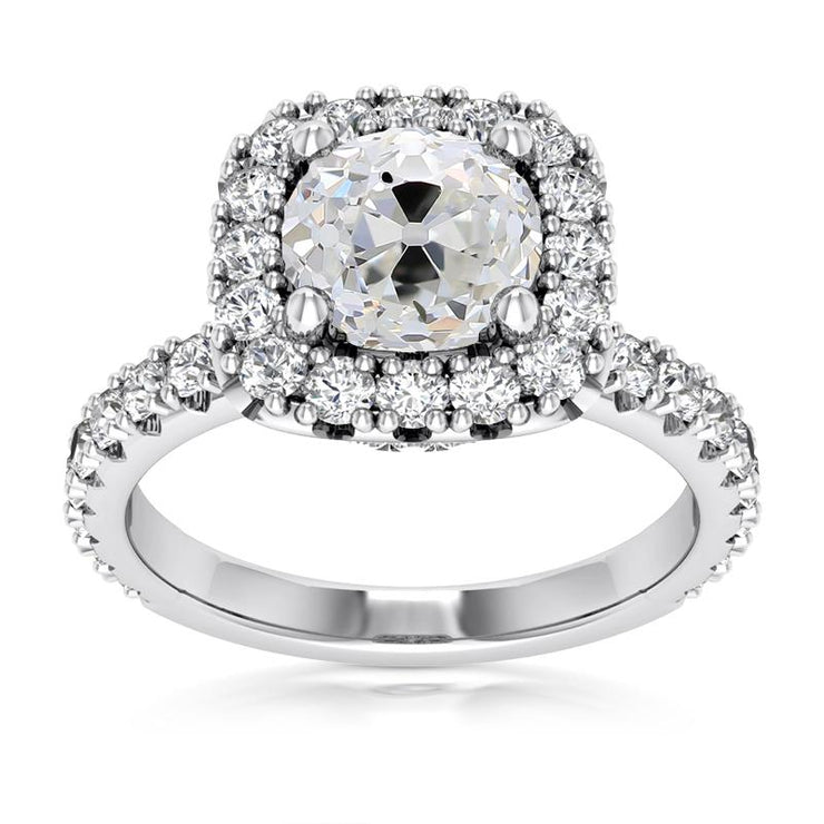 Halo Old Cut Round Natural Diamond Ring With Accents Jewelry 6 Carats