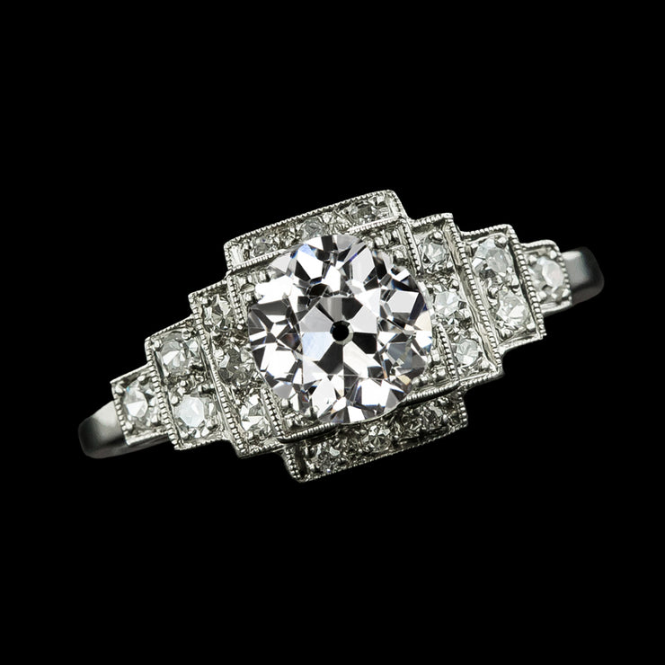 Halo Old Cut Round Real Diamond Ring With Steps 3.50 Carats Gold