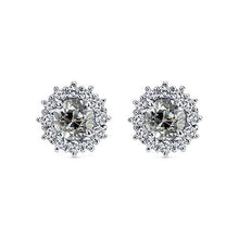 Halo Old European Natural Earth Mined Diamond Studs Flower Style Gold Earrings 4 Carats