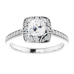 Halo Old Mine Cut Natural Diamond Ring With Accents Jewelry 3.75 Carats