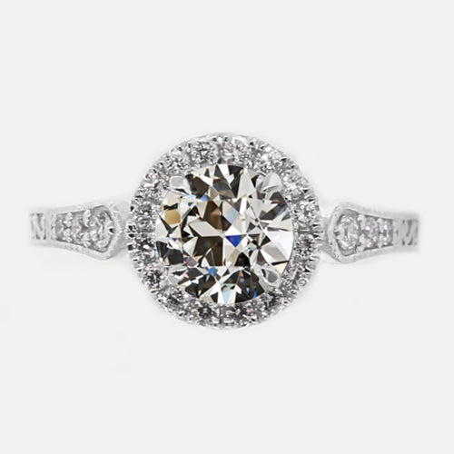 Halo Old Mine Cut Real Diamond Ring With Accents 2.75 Carats Vintage Style
