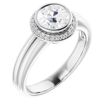 Halo Old Miner Natural Diamond Ring Bezel Set 4.25 Carats 14k White Gold Jewelry