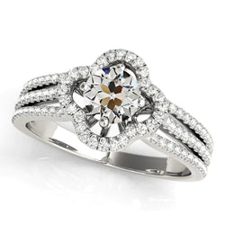 Halo Old Miner Natural Diamond Ring Flower Style Gold Split Shank 3.50 Carats