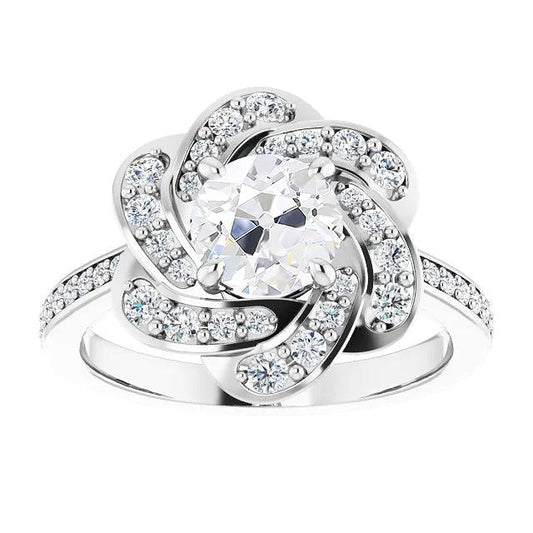Halo Old Miner Natural Diamond Ring With Accents Twisted Style 5.25 Carats