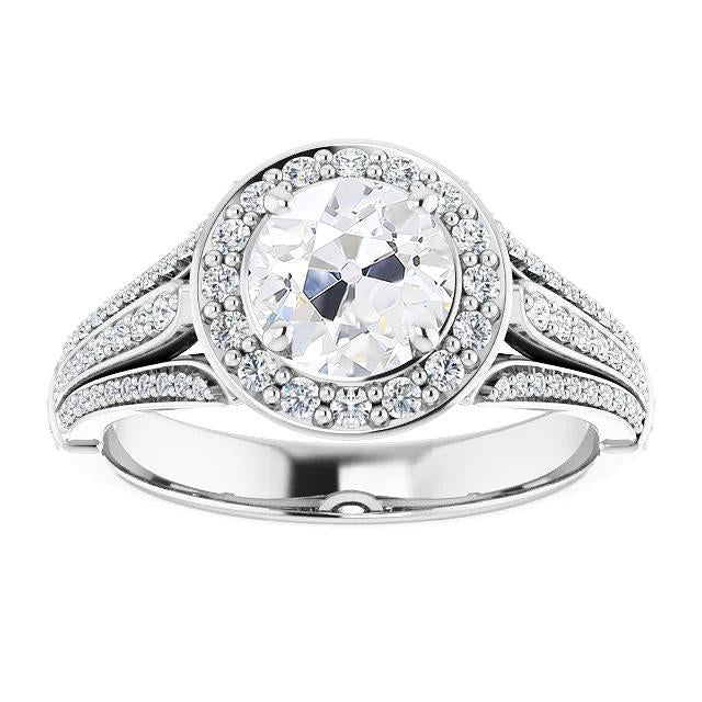 Halo Old Miner Natural Diamond With Triple-Row Accents Prong Set 5.50 Carats