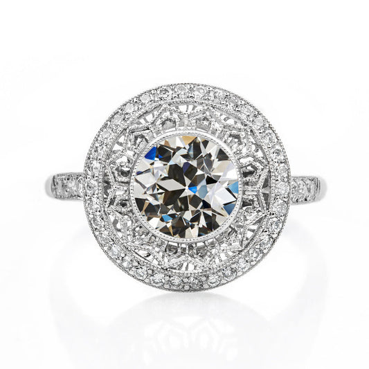Halo Old Miner Real Diamond Ring Bezel Milgrain Antique Style 3.25 Carats