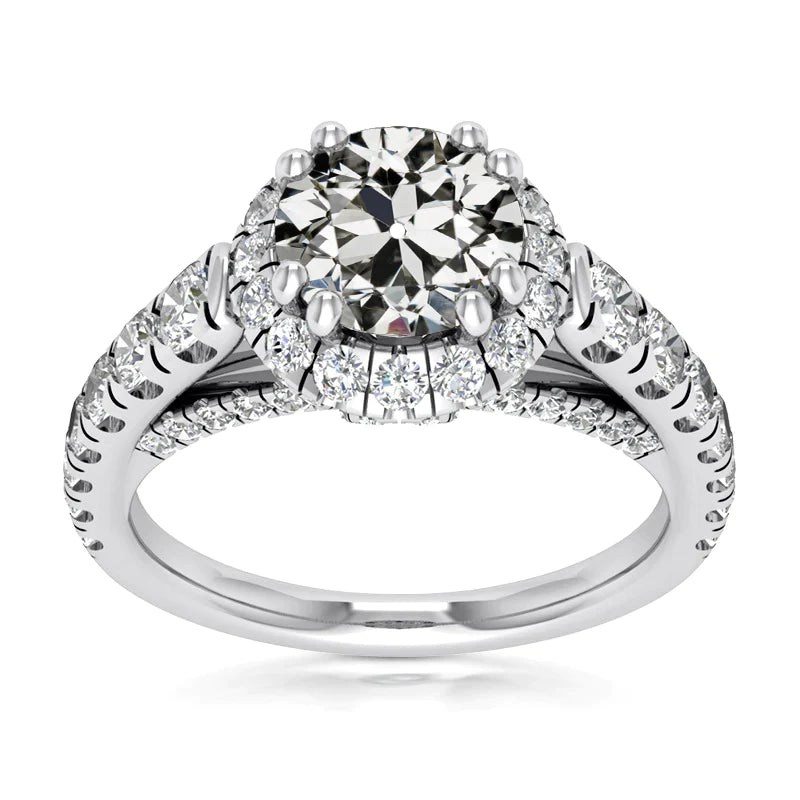 Halo Old Miner Real Natural Earth Mined Diamond Ring Fishtail Prong Set Jewellery 5.50 Carats