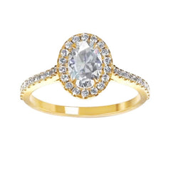 Halo Oval And Round 2.30 Carats Natural Diamond Wedding Ring Yellow Gold 14K