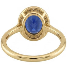 Halo Oval Blue Sapphire Ring & Natural Earth Mined Diamonds 3 Carats Gold