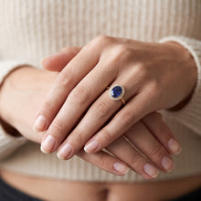 Halo Oval Blue Sapphire Ring & Natural Earth Mined Diamonds 3 Carats Gold