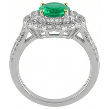 Fine Emerald Gemstone Ring 2-ct 14 Karat Two Tone Gold – top view