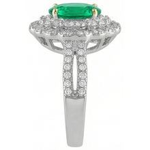 Authentic Fine Emerald Gemstone Ring 2 ct 14 Karat Two Tone Gold – profile view