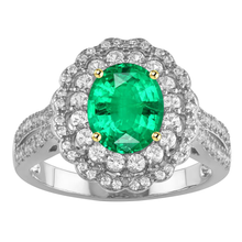 Oval Cut Fine Emerald ring in 14 Karat Two Tone Gold – main view