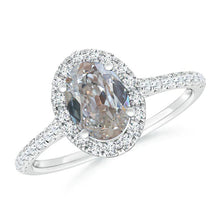 Halo Oval Old Cut Real Diamond Ring 3 Carats With Sparkling Diamond Accents