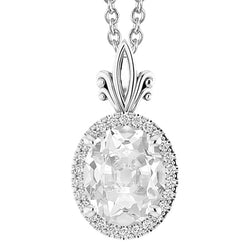 Halo Oval Old European Genuine Diamond Pendant 6.50 Carats Slide With Bail