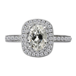 Halo Oval Old Miner Natural Earth Mined Diamond Engagement Ring 8 Carats Vintage Style