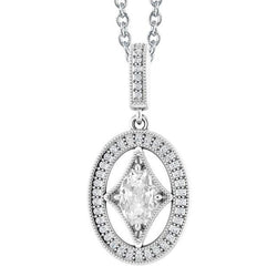 Halo Oval Old Miner Real Natural Earth Mined Diamond Pendant 3.50 Carats Slide Vintage Style