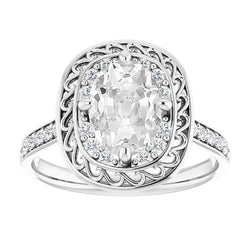 Halo Oval Old Miner Natural Diamond Ring Prong Set 7.25 Carats