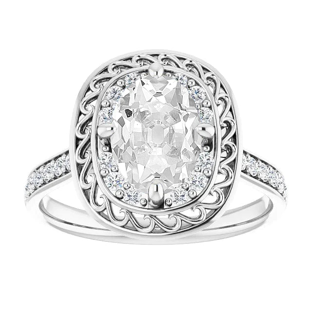 Halo Oval Old Miner Real Diamond Ring Prong Set 7.25 Carats