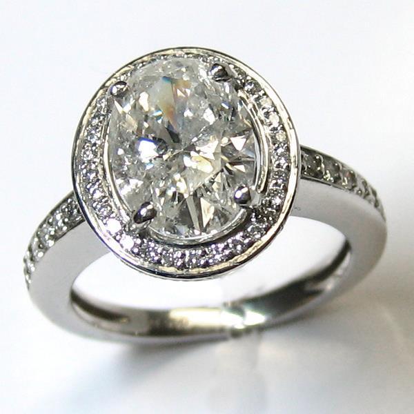 Halo Oval Real Diamond Engagement Ring 3 Carats