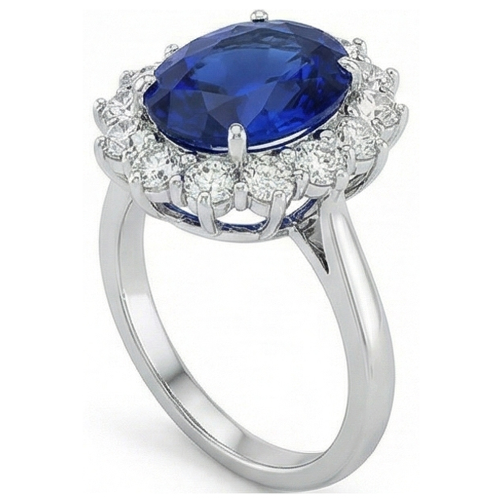 Gemstone Ring 14 Karat White Gold with Cornflower Blue Sapphire – angle view