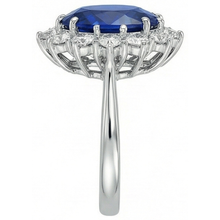 Cornflower Blue Sapphire Oval Cut Gemstone Ring in 14 Karat White Gold – profile view