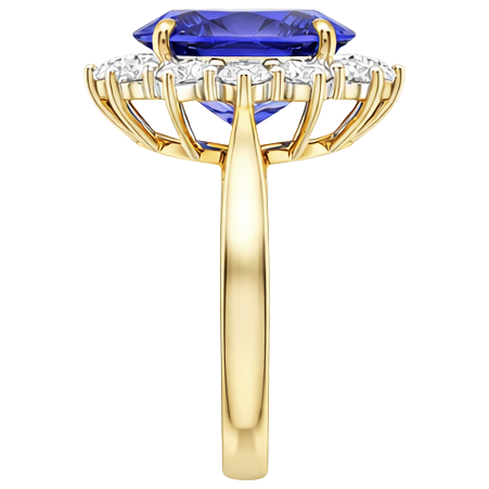 Halo Oval Tanzanite AAA Natural Earth Mined DIAMOND ( NOT LAB GROWN )s 8.50 Carat Ring Two Tone Gold