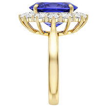 Halo Oval Tanzanite AAA Natural Earth Mined DIAMOND ( NOT LAB GROWN )s 8.50 Carat Ring Two Tone Gold
