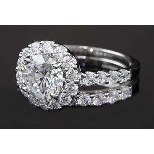 Halo Parallel Double Shank Ring Real 1.8 Carats