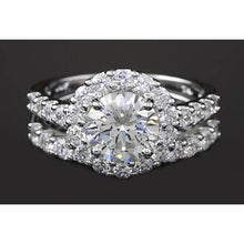 Halo Parallel Double Shank Ring Real 1.8 Carats