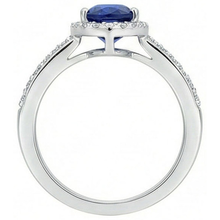 Halo Pear Blue Sapphire Ring & Natural Earth Mined DIAMOND ( NOT LAB GROWN )s 3.25 Carats White Gold 14K
