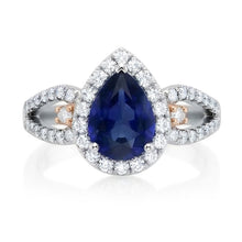 natural round sapphire 2ct ring close up detail