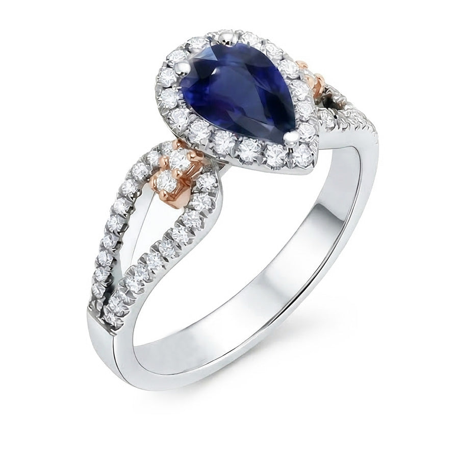 natural round sapphire 2ct ring top view