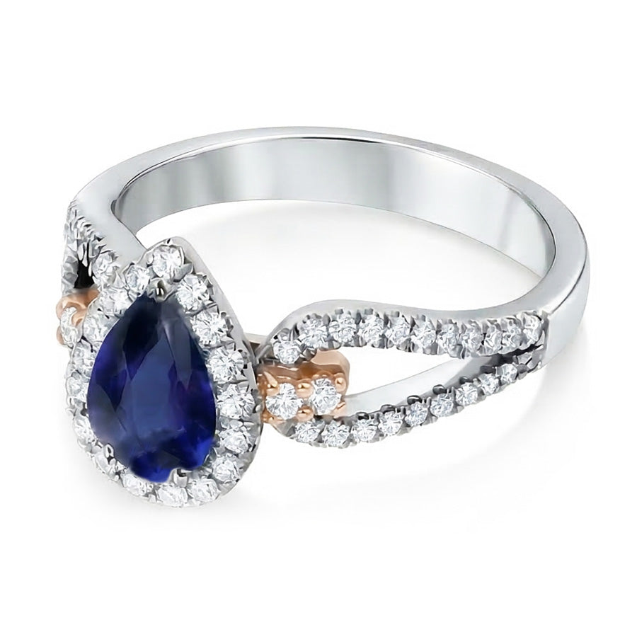 natural round sapphire 2ct ring profile view