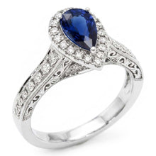 Halo Pear Cut Ceylon Sapphire Ring Antique Style Natural Earth Mined Diamond