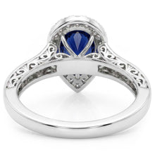 Halo Pear Cut Ceylon Sapphire Ring Antique Style Natural Earth Mined Diamond